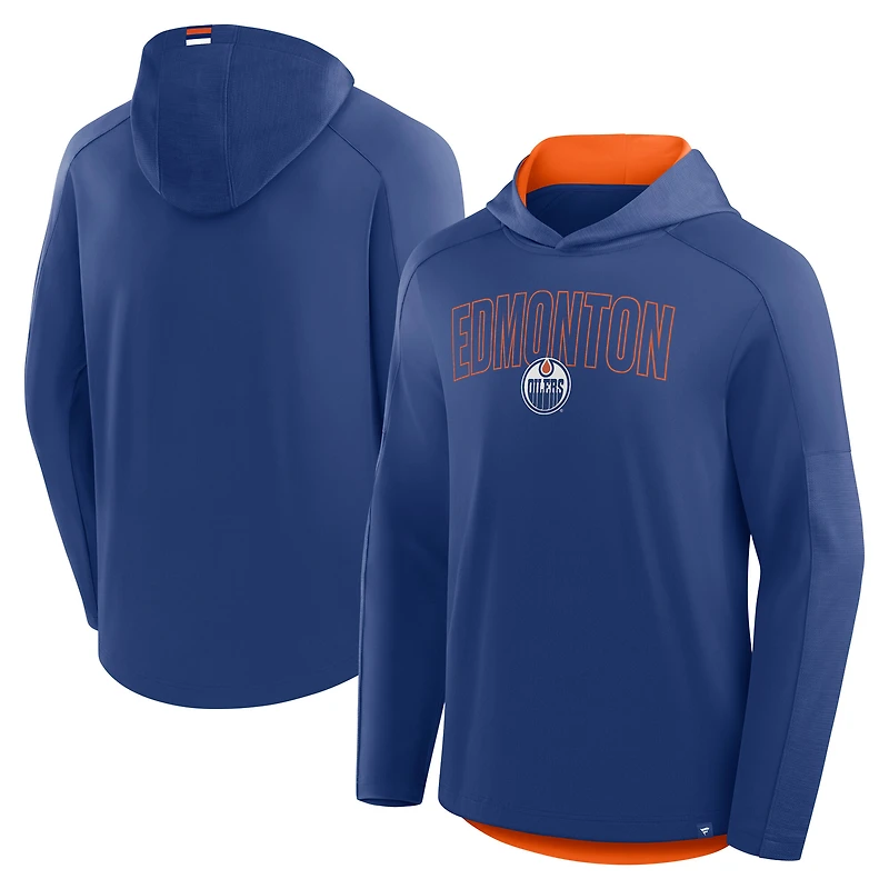 T-shirt à capuche manches longues Fanatics Royal Edmonton Oilers Penalty Shot pour homme