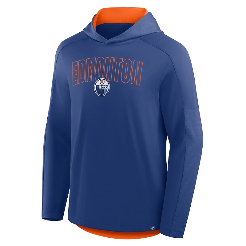 T-shirt à capuche manches longues Fanatics Royal Edmonton Oilers Penalty Shot pour homme