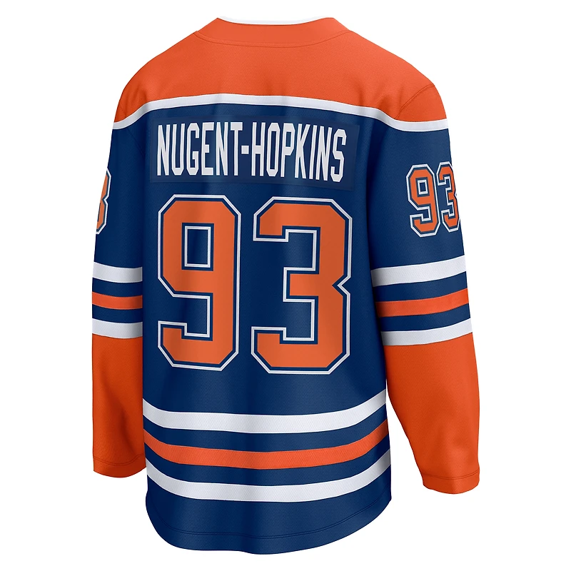 Fanatics pour hommes Ryan Nugent-Hopkins Royal Edmonton Oilers Écusson de capitaine suppléant Joueur échappé à domicile - Maillot