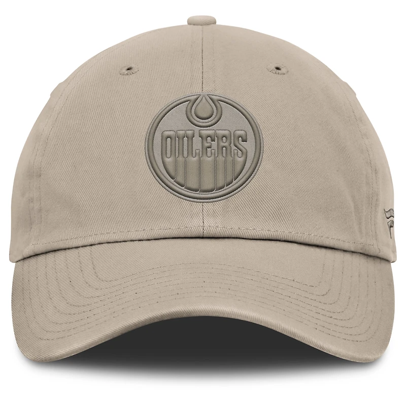 Men's Fanatics Tan Edmonton Oilers Authentic Pro Road Adjustable Hat