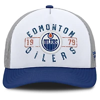 Men's Fanatics White/Royal Edmonton Oilers Division A-Frame Adjustable Hat
