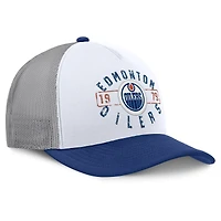Men's Fanatics White/Royal Edmonton Oilers Division A-Frame Adjustable Hat