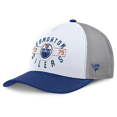 Men's Fanatics White/Royal Edmonton Oilers Division A-Frame Adjustable Hat