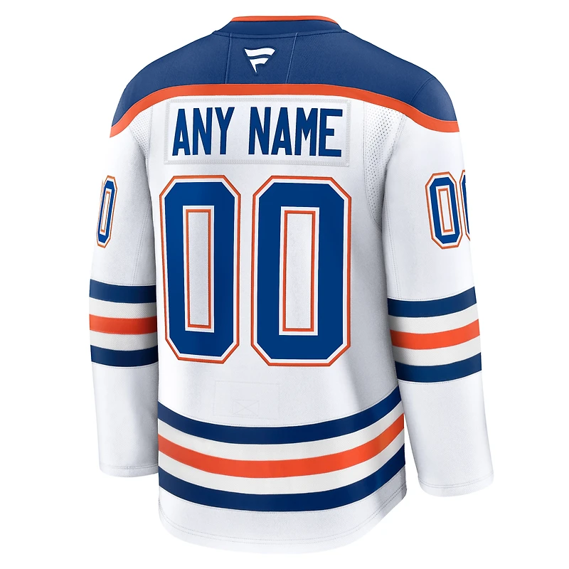 Men's Fanatics White Edmonton Oilers Away Premium Custom Jersey