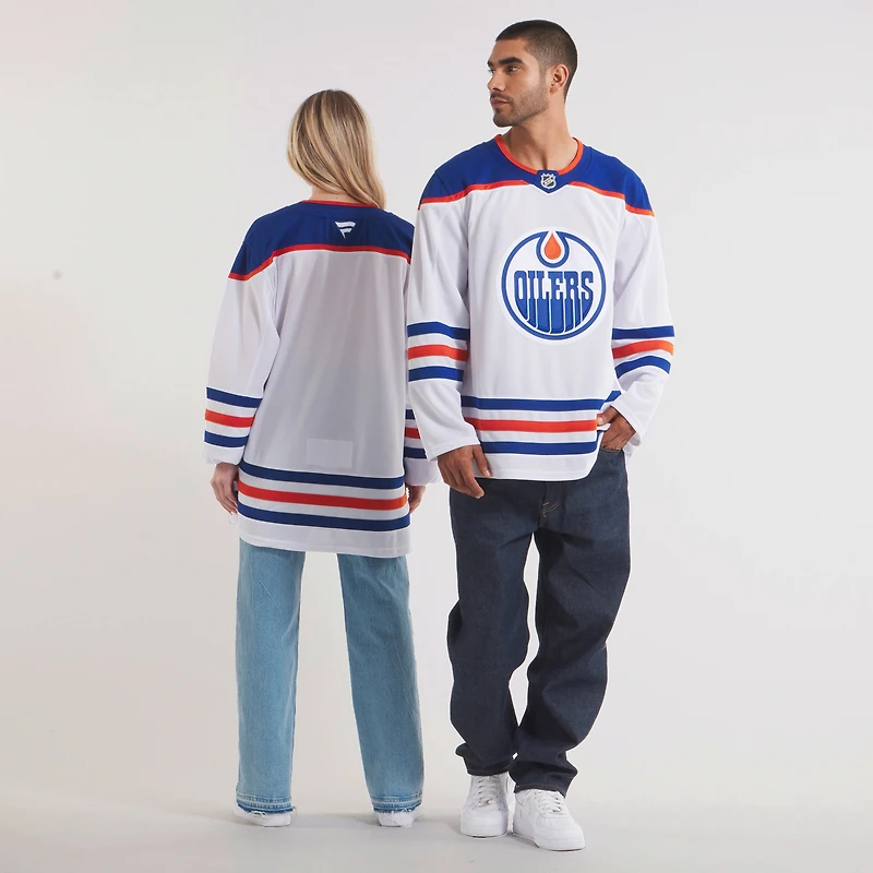 Maillot Fanatics blanc de qualité supérieure pour homme des Oilers d'Edmonton à l'extérieur