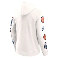 Sweat à capuche en polaire Letterman blanc Fanatics pour hommes des Oilers d'Edmonton