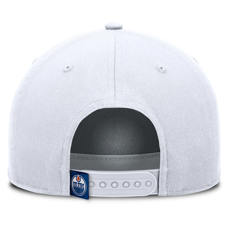 Casquette ajustable en forme de A Fanatics blanche des Oilers d'Edmonton pour hommes
