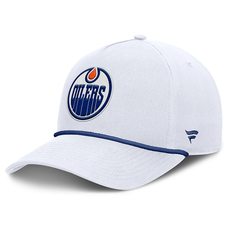 Casquette ajustable en forme de A Fanatics blanche des Oilers d'Edmonton pour hommes