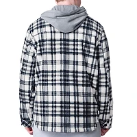 Veste à capuche G-III Sports by Carl Banks pour hommes, bleu marine, Edmonton Oilers Pickoff Plaid Fleece Shirt Jacket