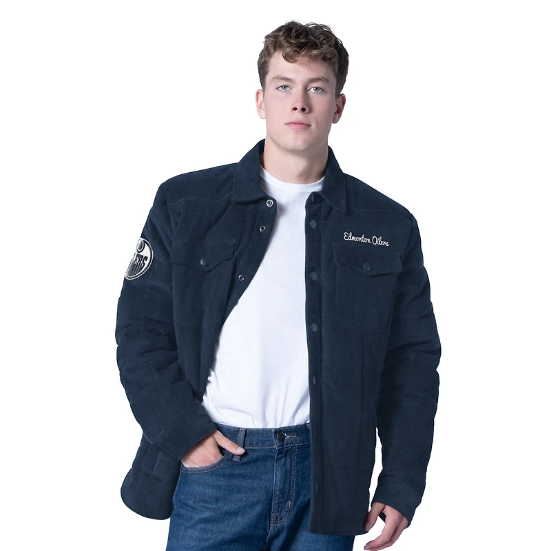 Veste à boutons-pression Triumph des Oilers d'Edmonton bleu marine G-III Sports by Carl Banks pour homme