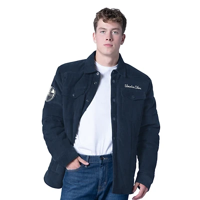 Veste à boutons-pression Triumph des Oilers d'Edmonton bleu marine G-III Sports by Carl Banks pour homme