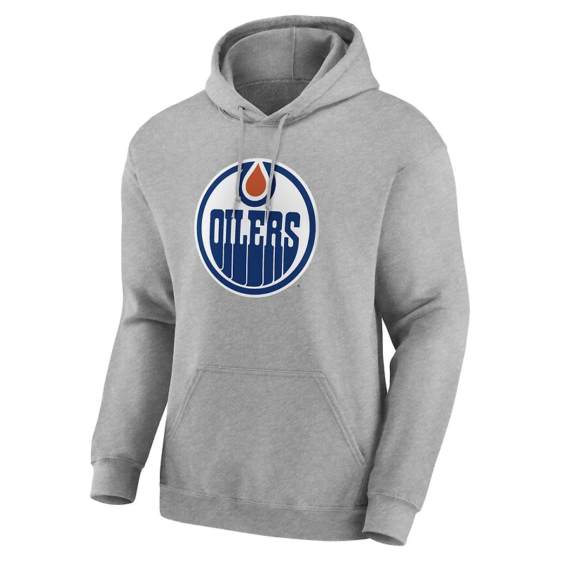 Men's Logo Athletic Heather Gray Edmonton Oilers Essential Hoodie