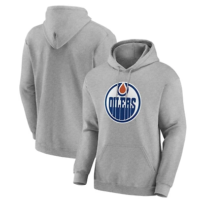 Men's Logo Athletic Heather Gray Edmonton Oilers Essential Hoodie