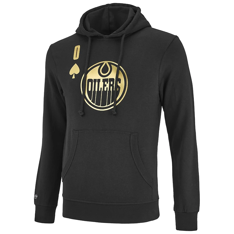 Men's Mitchell & Ness Black Edmonton Oilers Full Deck Pullover Hoodie
