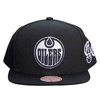 Casquette snapback noire Hello Darkness des Oilers d'Edmonton de Mitchell & Ness pour homme