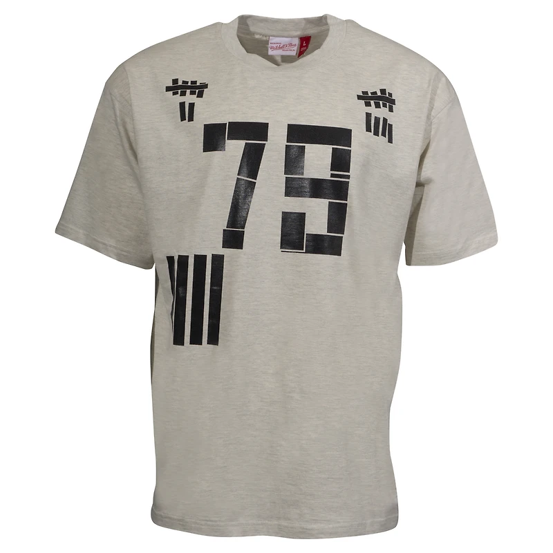Men's Mitchell & Ness Cream Edmonton Oilers Black Tape T-Shirt