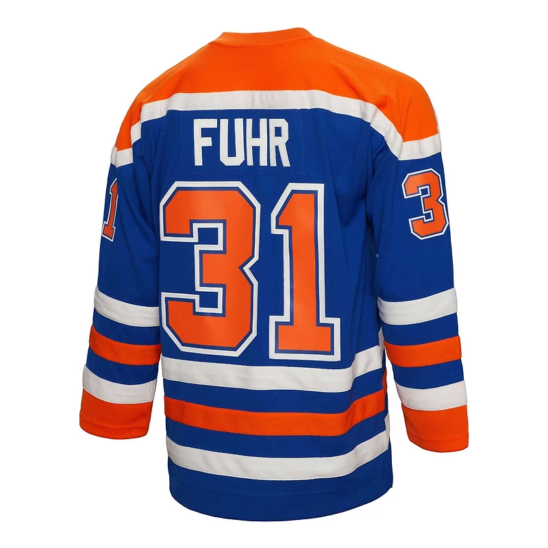 Men's Mitchell & Ness Grant Fuhr Royal Edmonton Oilers  1986 Blue Line Player Jersey