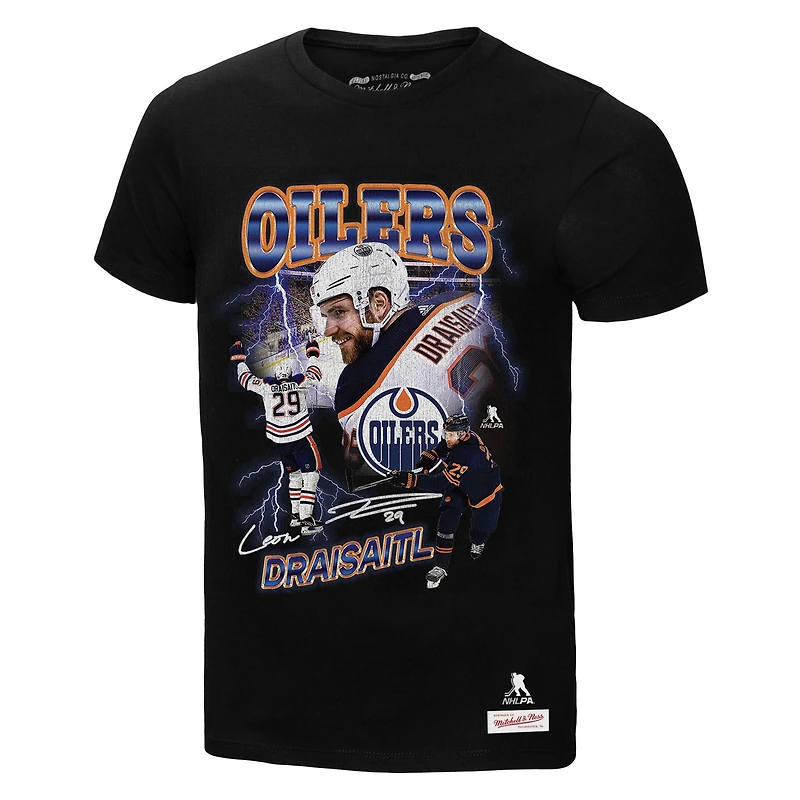 T-shirt noir à imprimé joueur Mitchell & Ness Leon Draisaitl des Oilers d'Edmonton 2.0 pour homme