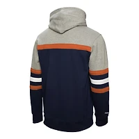 Sweat à capuche Mitchell & Ness bleu marine/gris pour homme, entraîneur-chef des Oilers d'Edmonton