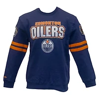 Men's Mitchell & Ness Navy Edmonton Oilers All Over Pullover Sweatshirt