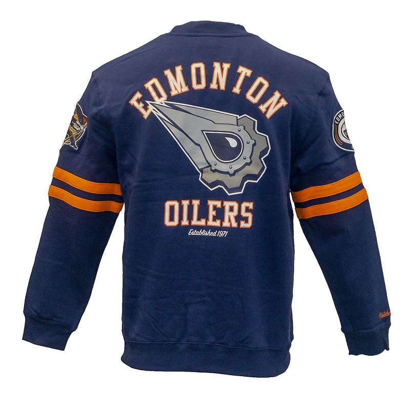 Sweat-shirt bleu marine Mitchell & Ness pour homme, motif Edmonton Oilers