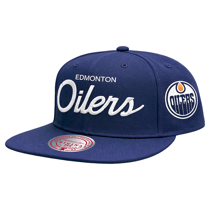 Men's Mitchell & Ness Navy Edmonton Oilers Head Coach OG Snapback Hat