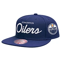 Men's Mitchell & Ness  Navy Edmonton Oilers Head Coach OG Snapback Hat