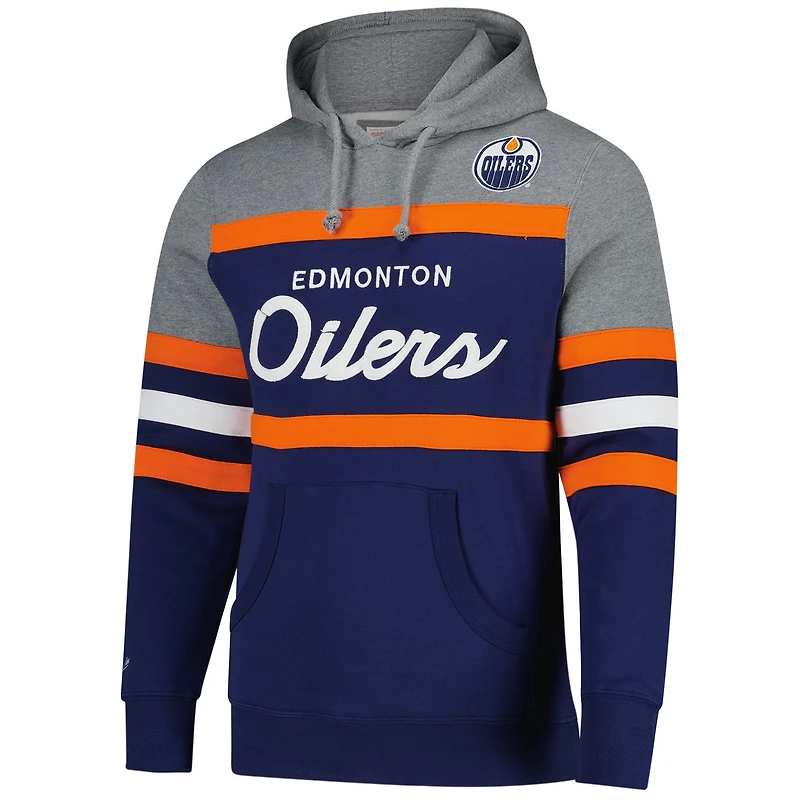 Sweat à capuche bleu marine Mitchell & Ness pour homme, entraîneur des Oilers d'Edmonton