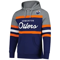 Sweat à capuche bleu marine Mitchell & Ness pour homme, entraîneur des Oilers d'Edmonton