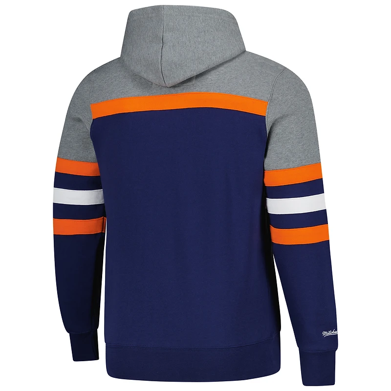 Sweat à capuche bleu marine Mitchell & Ness pour homme, entraîneur des Oilers d'Edmonton