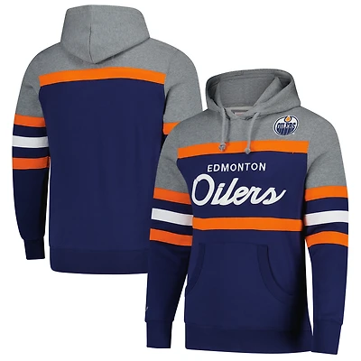 Sweat à capuche bleu marine Mitchell & Ness pour homme, entraîneur des Oilers d'Edmonton