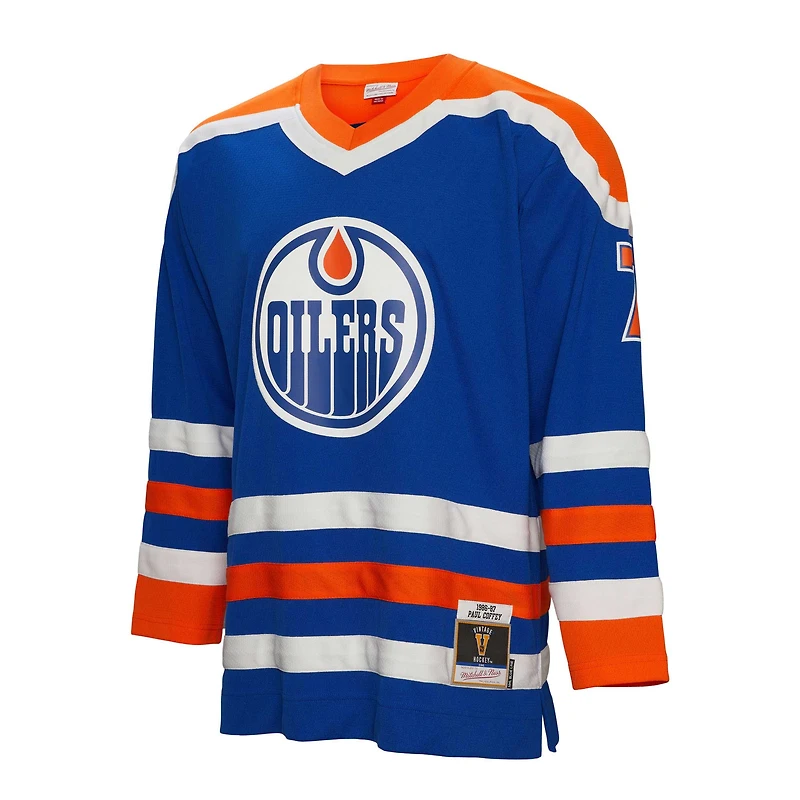 Maillot pour homme Mitchell & Ness Paul Coffey Royal Edmonton Oilers 1986 Blue Line Player
