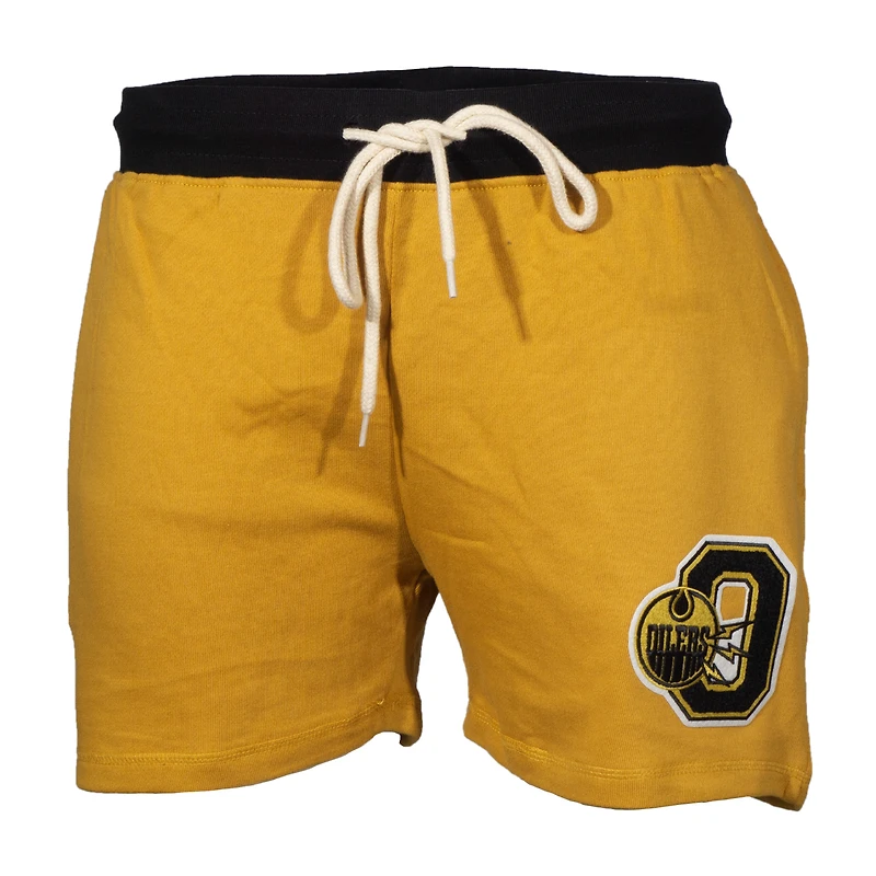 Men's Mitchell & Ness Yellow Edmonton Oilers Eye Of The Tiger Shorts
