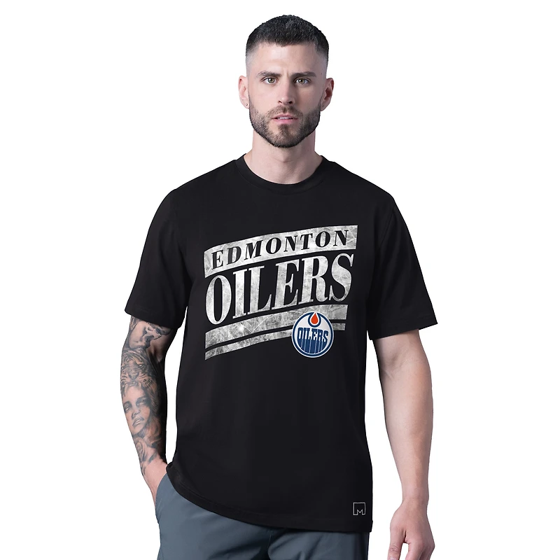 T-shirt noir MSX par Michael Strahan pour homme, motif victoire des Oilers d'Edmonton