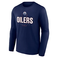 Men's Navy Edmonton Oilers Custom Midfielder Long Sleeve T-Shirt