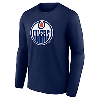 Men's  Navy Edmonton Oilers Primary Logo Long Sleeve T-Shirt