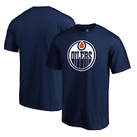 T-shirt bleu marine pour homme avec logo principal des Oilers d'Edmonton