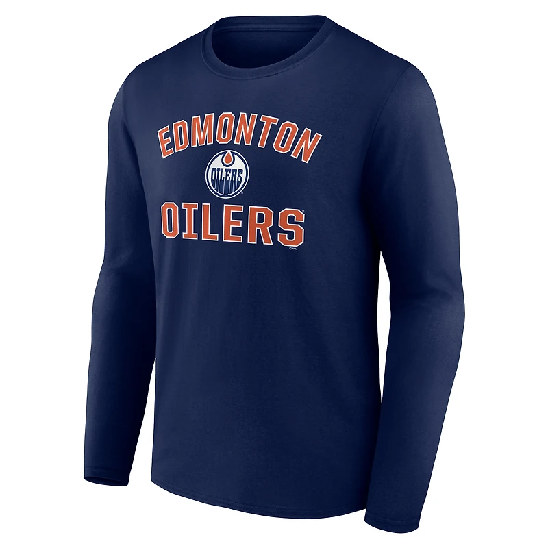 Men's  Navy Edmonton Oilers Victory Arch Long Sleeve T-Shirt