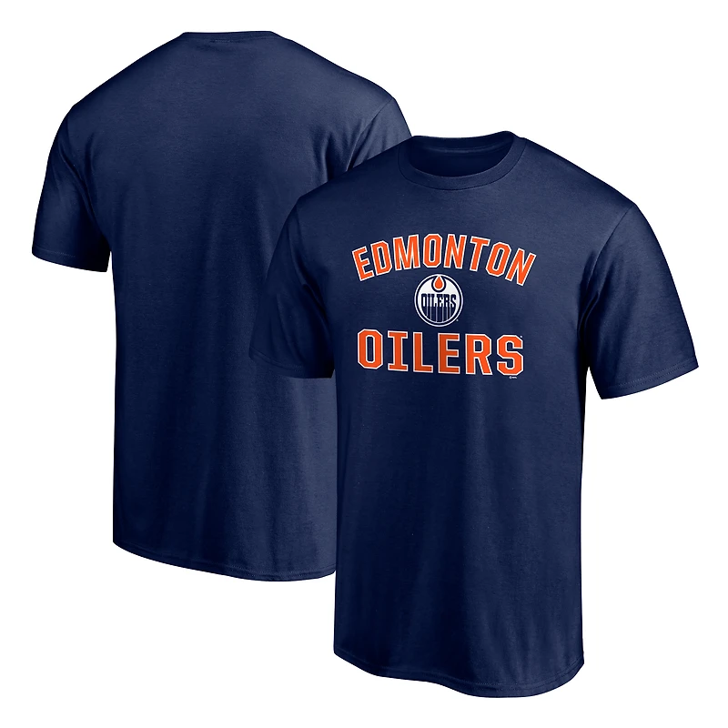 T-shirt bleu marine pour homme avec arche de la victoire des Oilers d'Edmonton