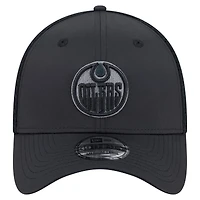 Casquette New Era Blackout Edmonton Oilers pour homme, modèle 39THIRTY Flex Fit