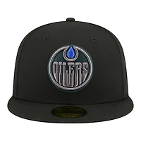 Men's New Era Black Edmonton Oilers Color Pop 59FIFTY Fitted Hat