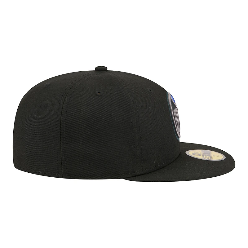 Men's New Era Black Edmonton Oilers Color Pop 59FIFTY Fitted Hat