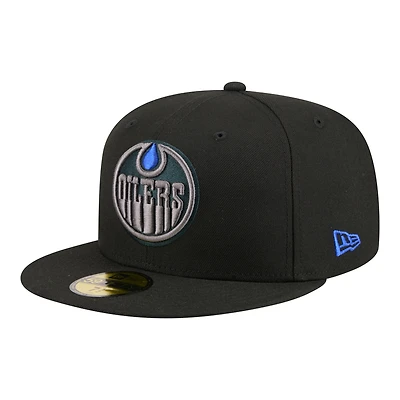 Men's New Era Black Edmonton Oilers Color Pop 59FIFTY Fitted Hat