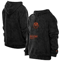 Men's New Era  Black Edmonton Oilers Mineral Wash Pullover Hoodie