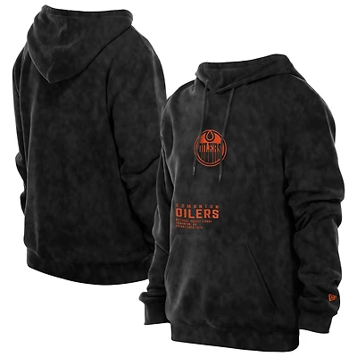 Men's New Era  Black Edmonton Oilers Mineral Wash Pullover Hoodie