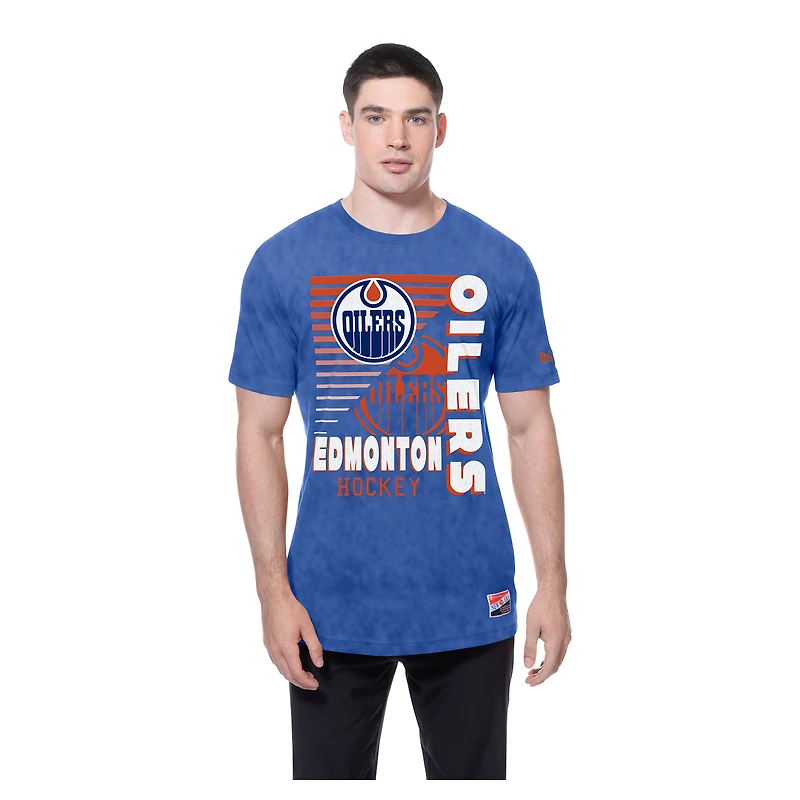 Men's New Era  Blue Edmonton Oilers Mineral Wash T-Shirt