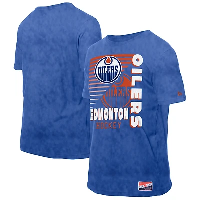 T-shirt bleu délavé minéral des Oilers d'Edmonton New Era pour homme