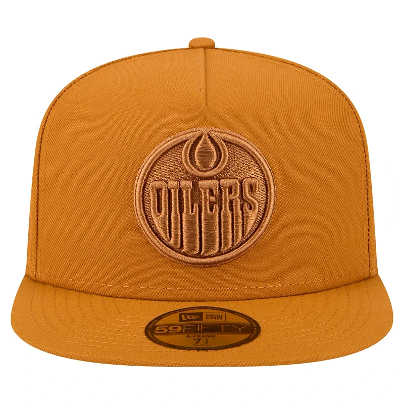 Casquette ajustée A-Frame 59FIFTY marron des Oilers d'Edmonton pour homme de New Era