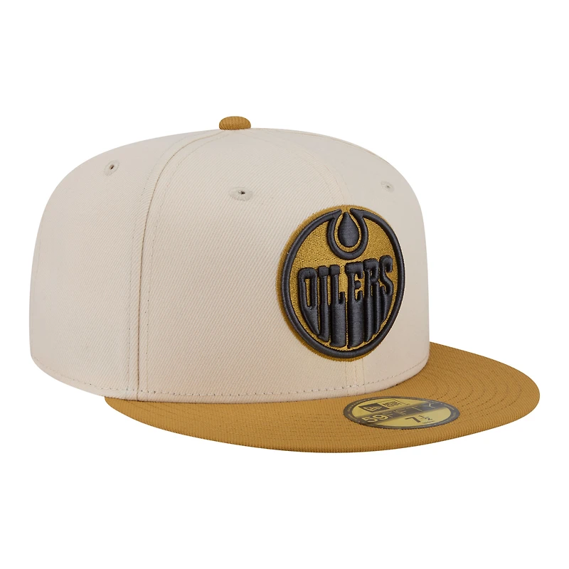 Men's New Era  Cream/Tan Edmonton Oilers Colorpack Two-Tone 59FIFTY Fitted Hat