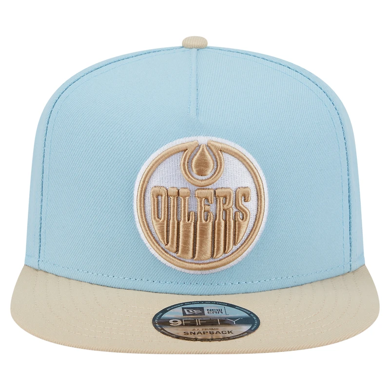 Men's New Era  Light Blue Edmonton Oilers Color Pack Two-Tone 9FIFTY A-Frame Snapback Hat